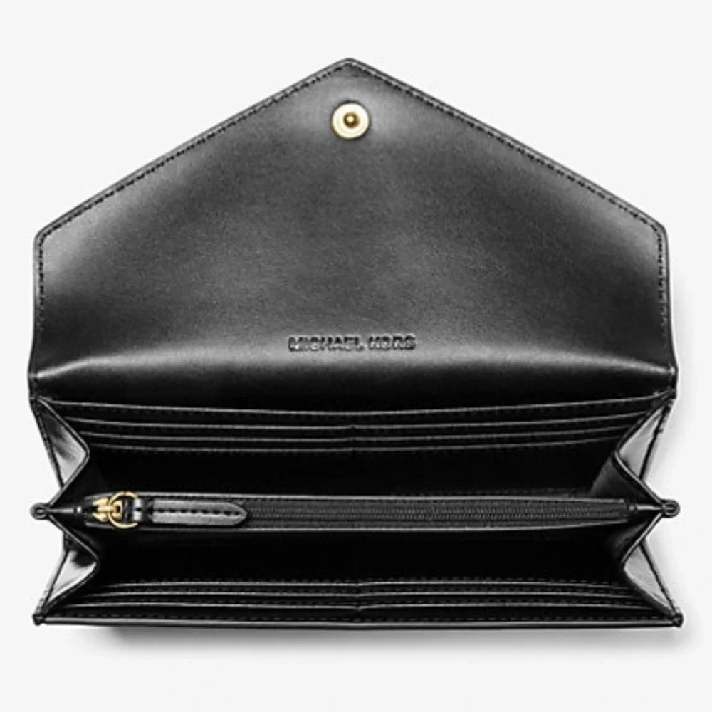 Michael Kors Jet Set Travel Large Patent Envelope Wallet Black